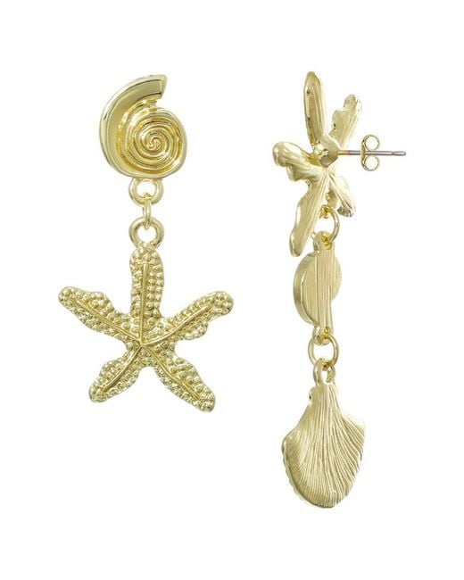 Adornia Metallic Starfish & Shell Drop Earrings
