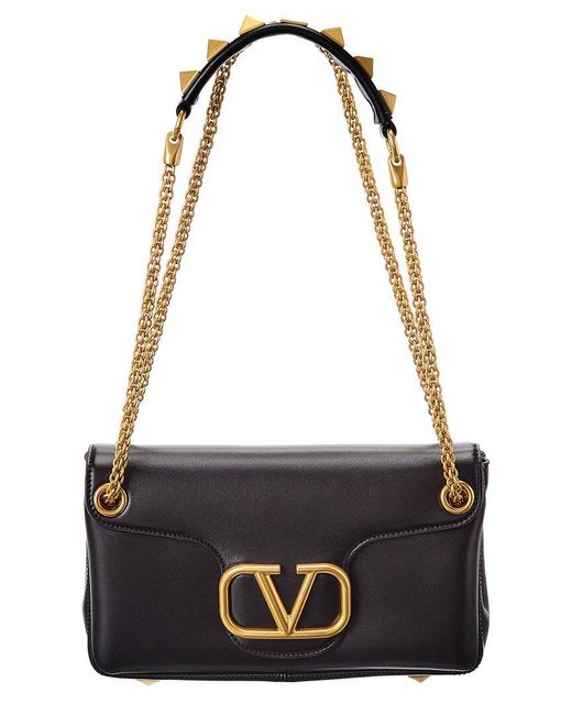Valentino Stud Sign Leather Shoulder Bag in Black - Lyst