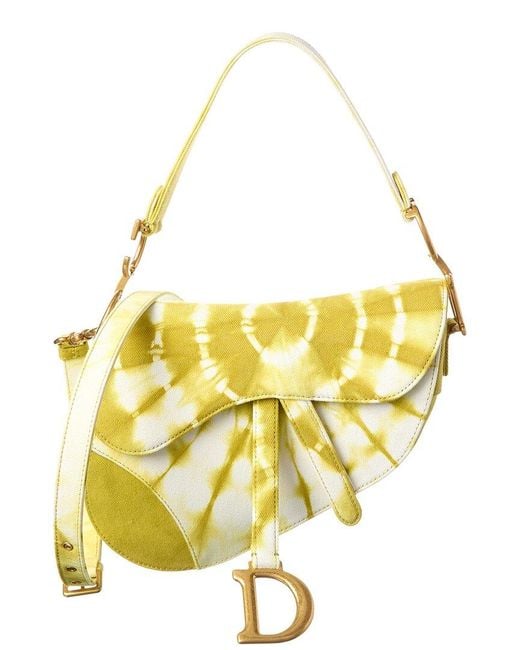 Dior Metallic Medium Canvas Saddle Bag