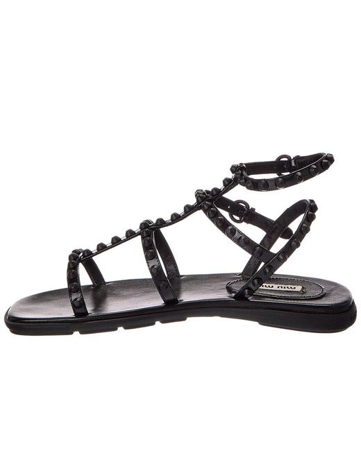 Miu Miu Black Leather Sandal