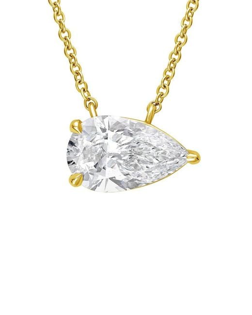 Diana M Metallic 14K 12.00 Ct. Tw. Lab-Grown Diamond Solitaire Pendant