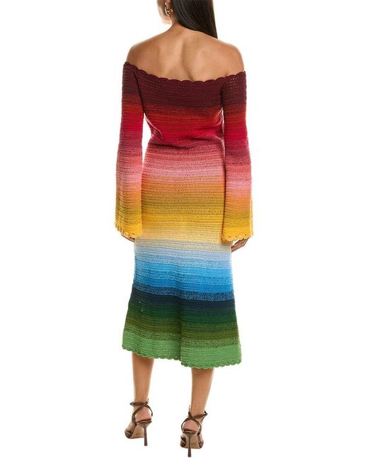 Oscar de la Renta Green Ombre Sweaterdress