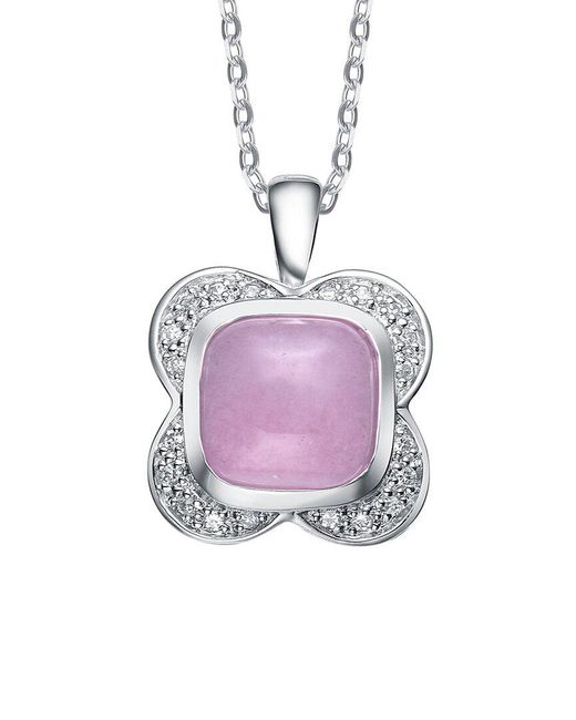 Genevive Jewelry Pink Silver Cz Pendant