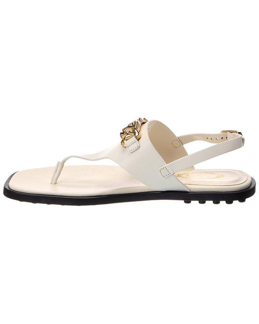 Tod's White Gomma Leather Sandal