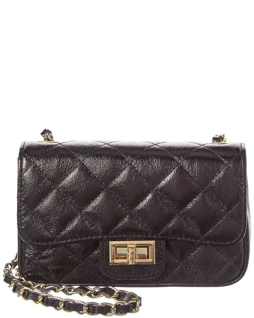 Persaman New York Gray Jennie Metallic Quilted Leather Crossbody