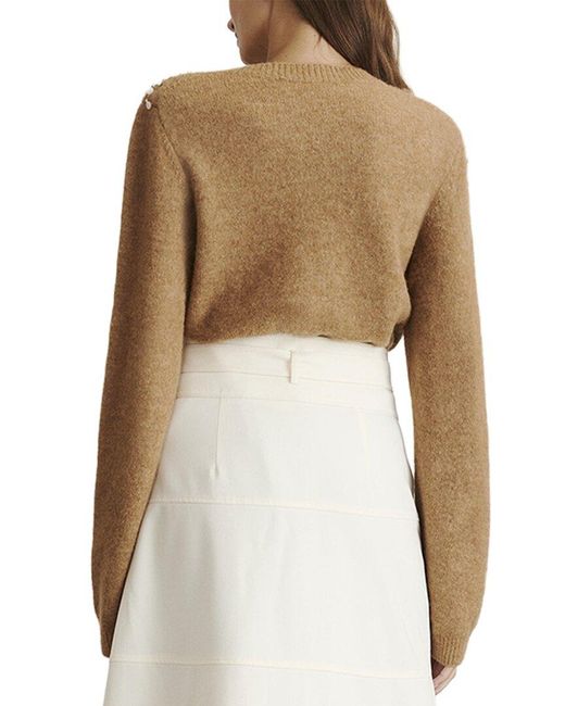 Tanya Taylor Natural Lexia Embellished Alpaca-Blend Sweater