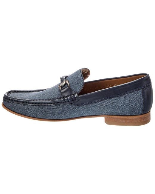 Donald J Pliner Blue Danner Canvas & Leather Loafer for men