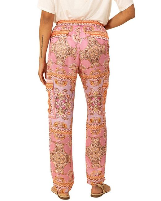 Hale Bob Red Silk-Blend Katie Pant