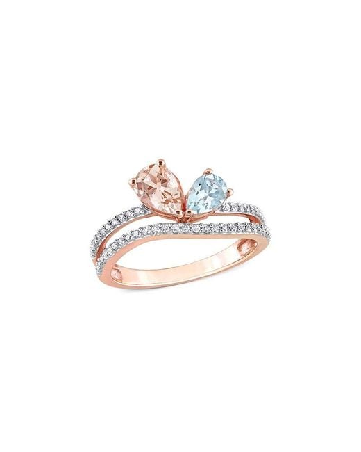 Rina Limor White 10k Rose Gold 1.38 Ct. Tw. Diamond & Gemstone Ring