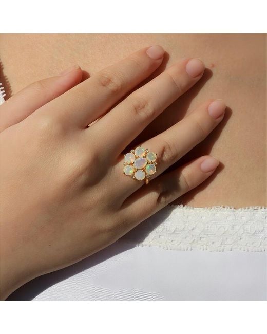 Nina Zhou Jewelry Blue 14K 3.26 Ct. Tw. Diamond & Opal Cocktail Ring