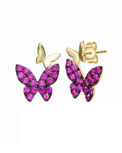 Genevive Jewelry Pink 14k Over Silver Butterfly Earrings
