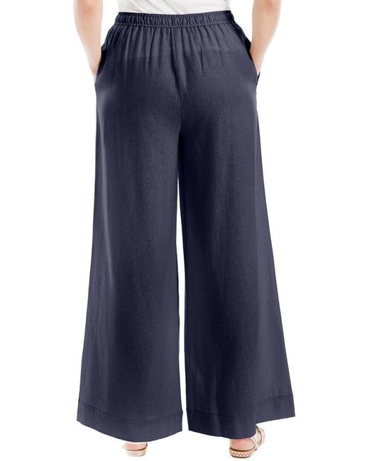 Max Studio Blue Drawstring Linen Pant