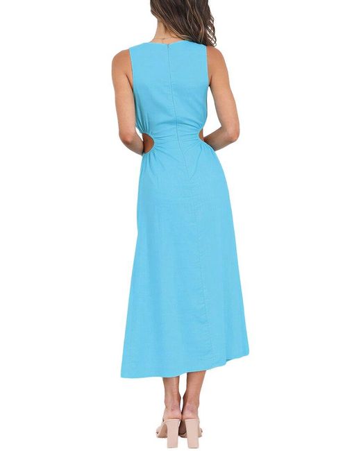 LEON GORI Blue Sleeveless Midi Dress