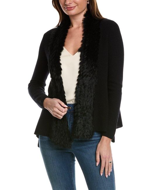 InCashmere Black Fuzzy Wool & Cashmere-blend Cardigan