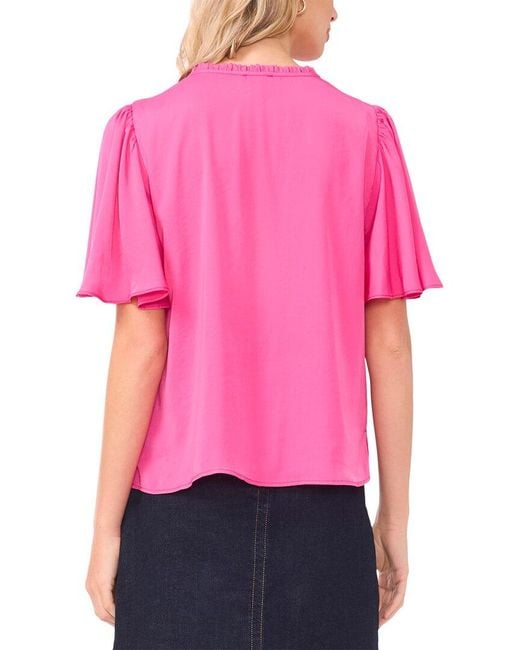 Vince Camuto Pink Tie Neck Princess Sleeve Blouse