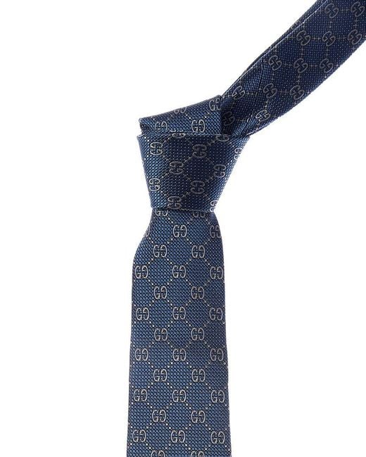 Gucci Blue Interlocking G Silk Tie for men