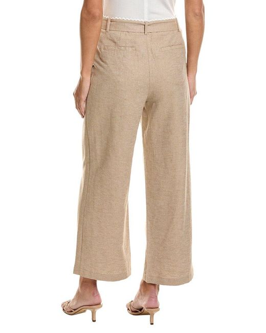 Cece Natural Tie Waist Wide Leg Linen-Blend Pant