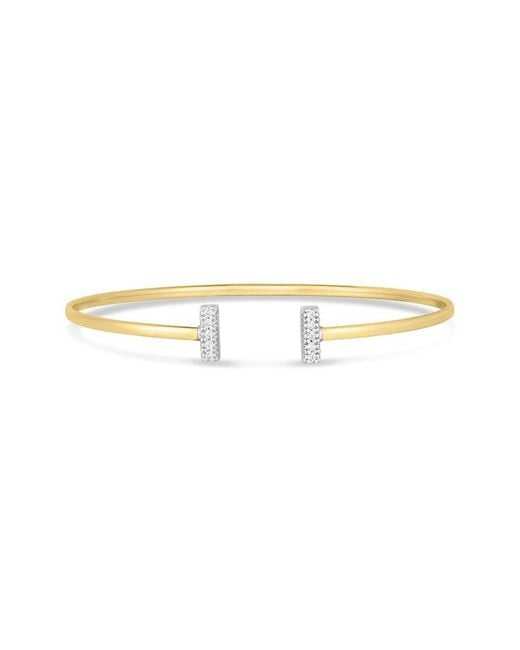 Italian Gold White 14K 0.08 Ct. Tw. Diamond Accent Bar Bangle Bracelet