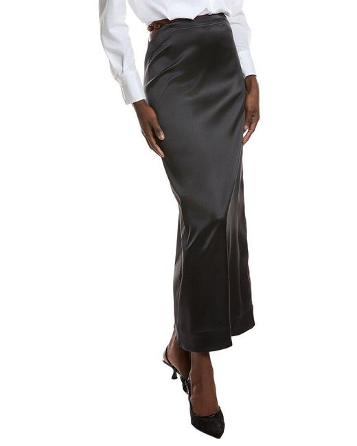 Ganni Black Double Satin Maxi Skirt