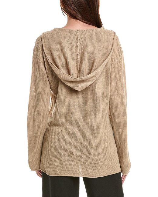 Onia Natural Linen Knit V-Neck Hoodie