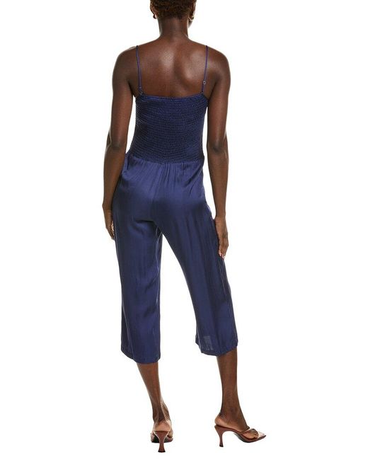 Chaser Brand Blue Button Front Cropped Cami Jumpsuit