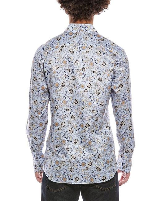 Eterna Blue Printed Kent Shirt for men