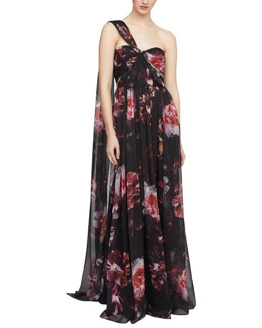 Halston Heritage Red Lina Chiffon Gown
