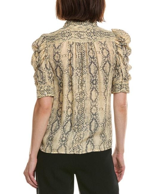FRAME Brown Frame The Snake Gillian Silk Top