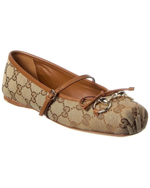 Gucci Brown Horsebit Ballet Flats