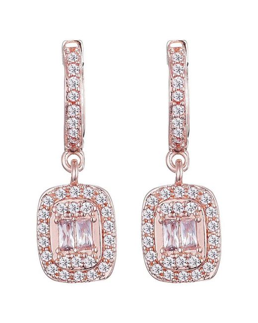 Adornia Pink 14K Rose Plated Asher Cut Halo Huggie Earrings
