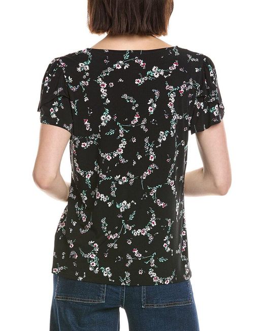 Cece Black V-Neck Tulip Sleeve Knit Top
