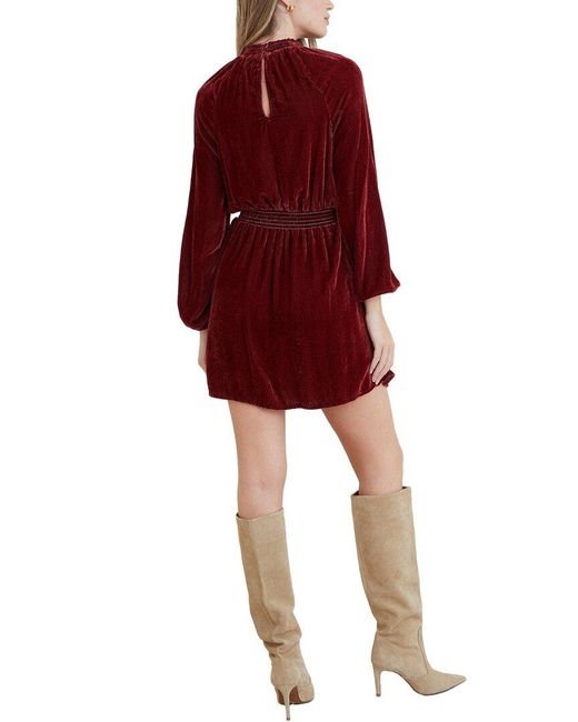 Bella Dahl Red Smocked Raglan Silk-blend Mini Dress