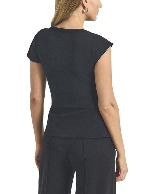 10 Crosby Derek Lam Black Luelle Crepe Knit Asymmetric Top