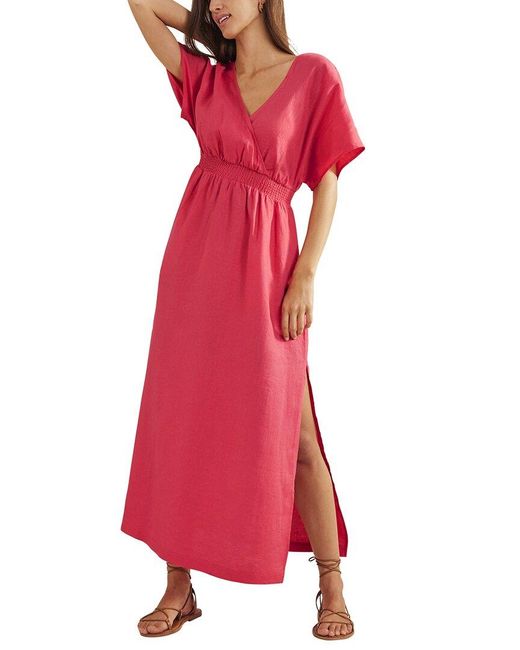 Boden Linen Kaftan Maxi Dress in Red Lyst UK