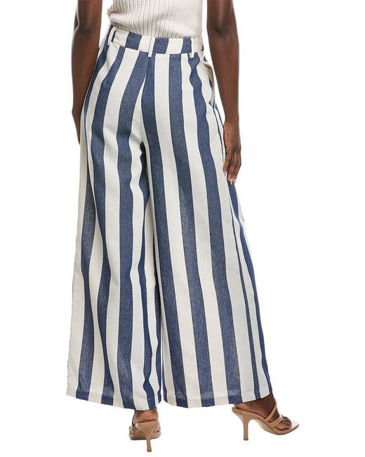 Gracia Blue Stripped Wide Leg Pant