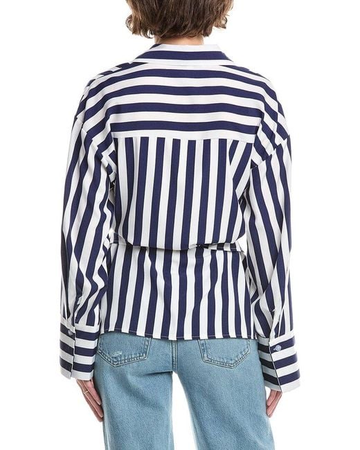 Brook + Lynn Blue Tie Front Shirt