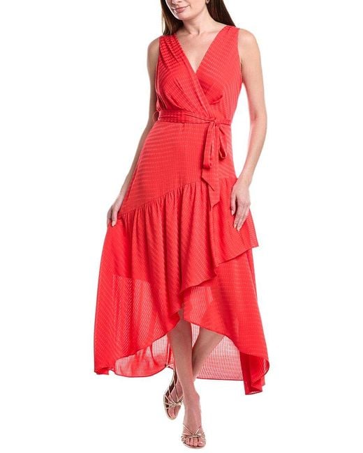 Anne Klein Red High-Low Midi Dress
