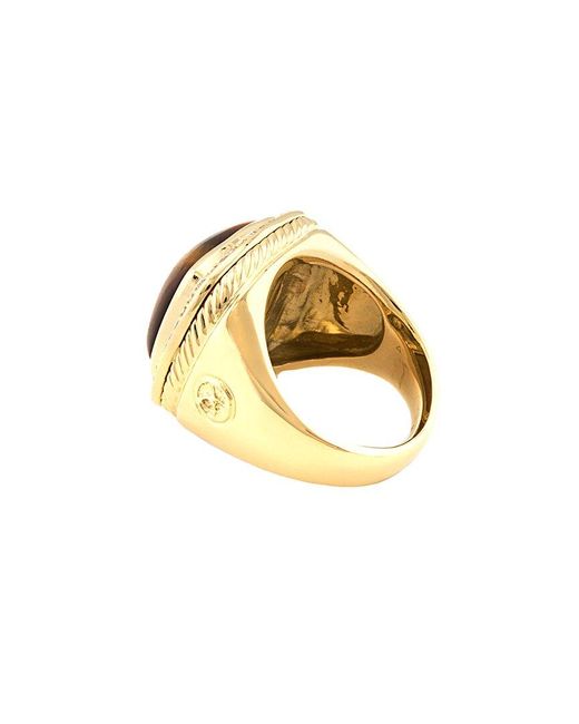 David Yurman Metallic Albion 18K 0.40 Ct. Tw. Diamond & Tiger'S Eye Ring (Authentic Pre-Owned)