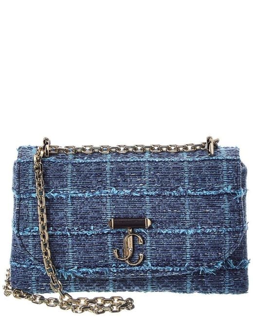 Jimmy Choo Blue Avn Curve Small Denim Crossbody