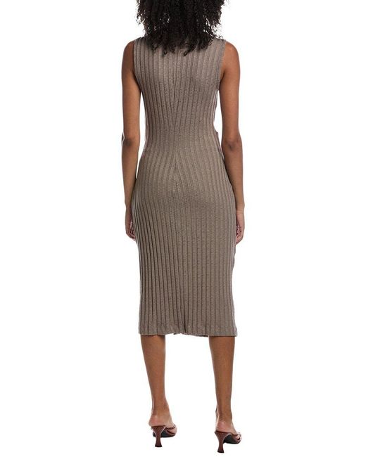 Michael Stars Brown Alaia Mock Neck Midi Dress