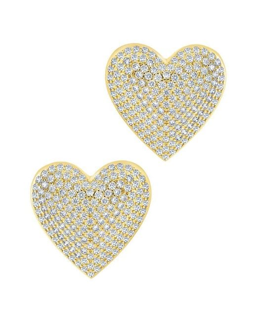 Sterling Forever White 14K Plated Cz Disco Heart Statement Stud Earrings
