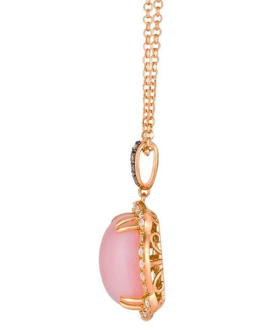 Le Vian Pink Opal 14K Rose 5.56 Ct. Tw. Diamond & Opal Pendant Necklace