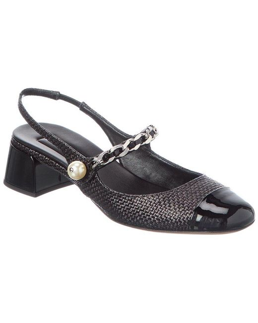 Miu Miu Black Logo Leather Slingback Pump