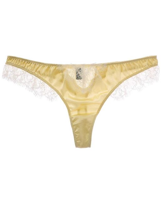 Kiki de Montparnasse Yellow Lace Inset Silk-Blend Thong