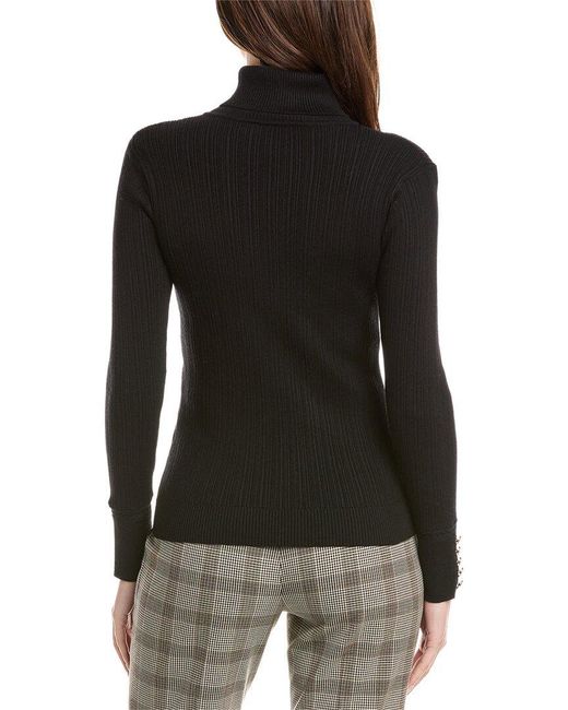 Tahari Black Turtleneck Rib Sweater