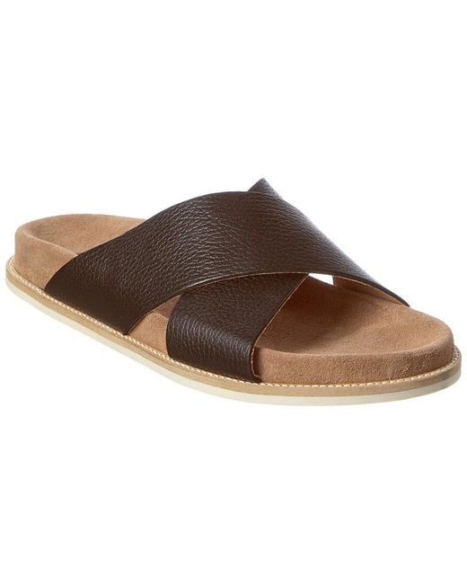 M by Bruno Magli Brown Edgar Leather Sandal for men