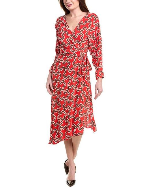 Diane von Furstenberg Red Eloise Midi Dress