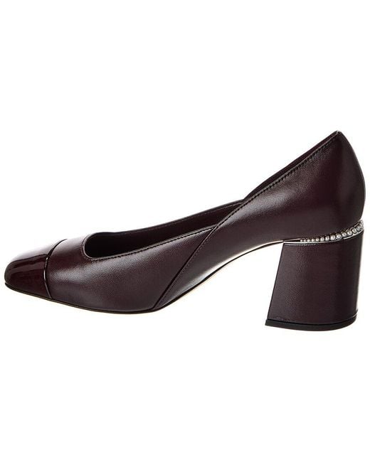 Jimmy Choo Brown Jenson 65 Leather & Patent Pump