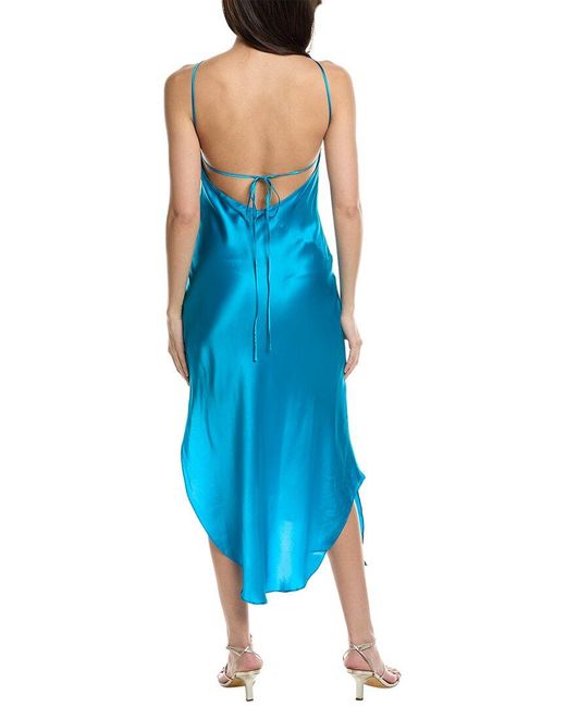 Amanda Uprichard Blue Dasha Silk Midi Dress