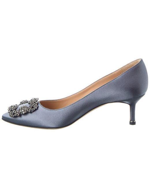 Manolo Blahnik Blue Hangisi 50 Satin Pump